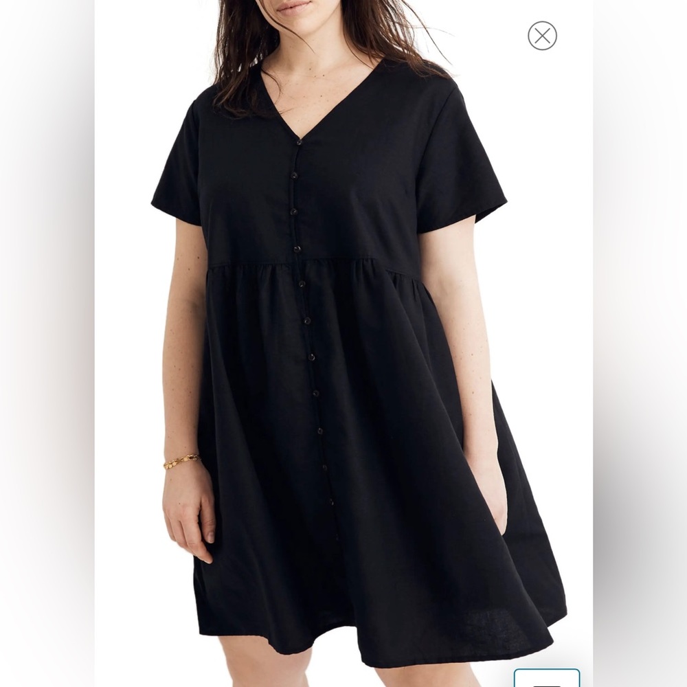 Madewell v-neck button linen minidress XS